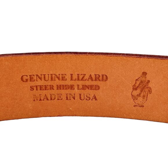 Vintage JM Sterling Silver 925 Lizard Belt Buckle Genuine Lizard Brown Size 34 main image 6